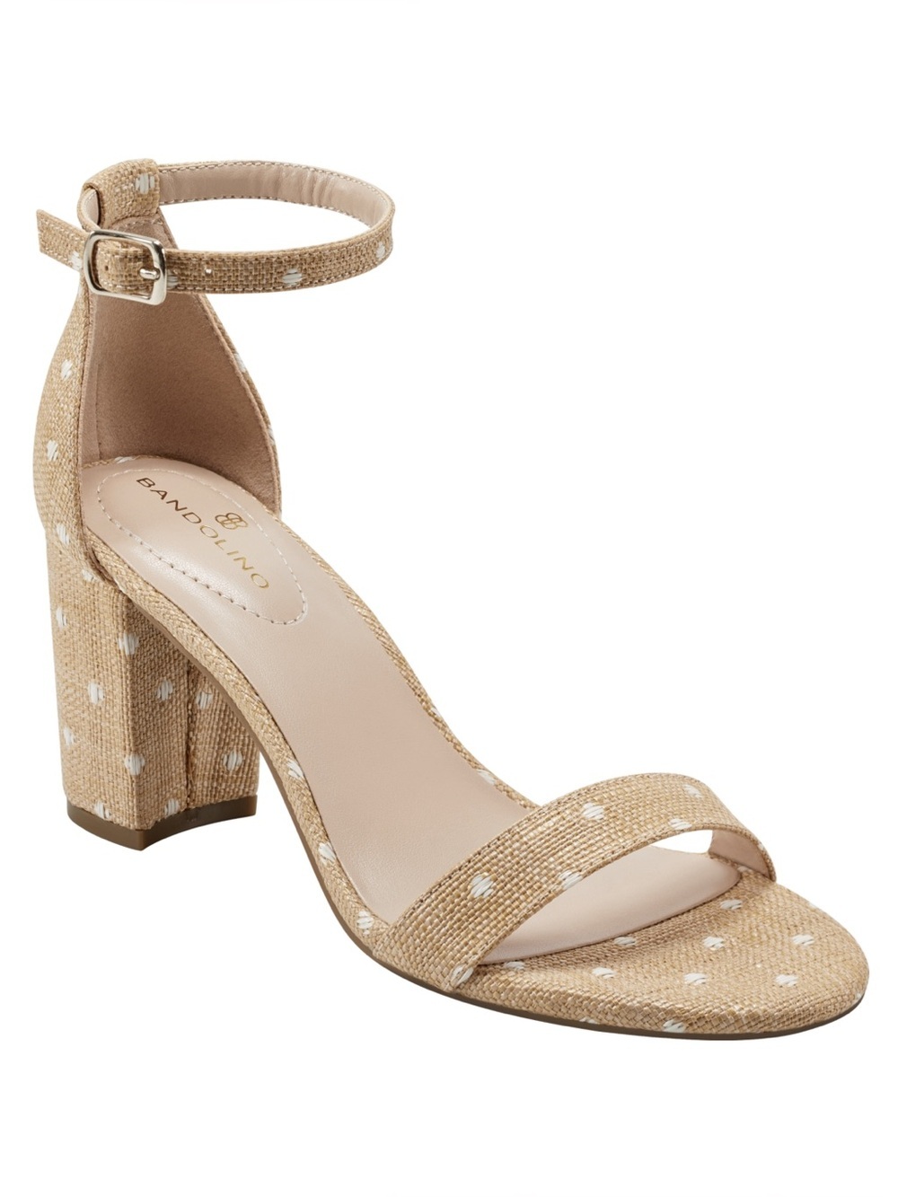 NEW Bandolino Armory Sandals in Natural/White Polka Dot, Size 7.5